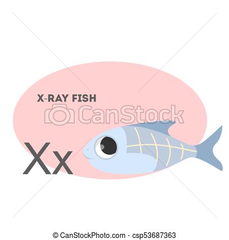 450x470 X Ray Fish On Alphabet. Letter X With Funny Animal. Clip Art