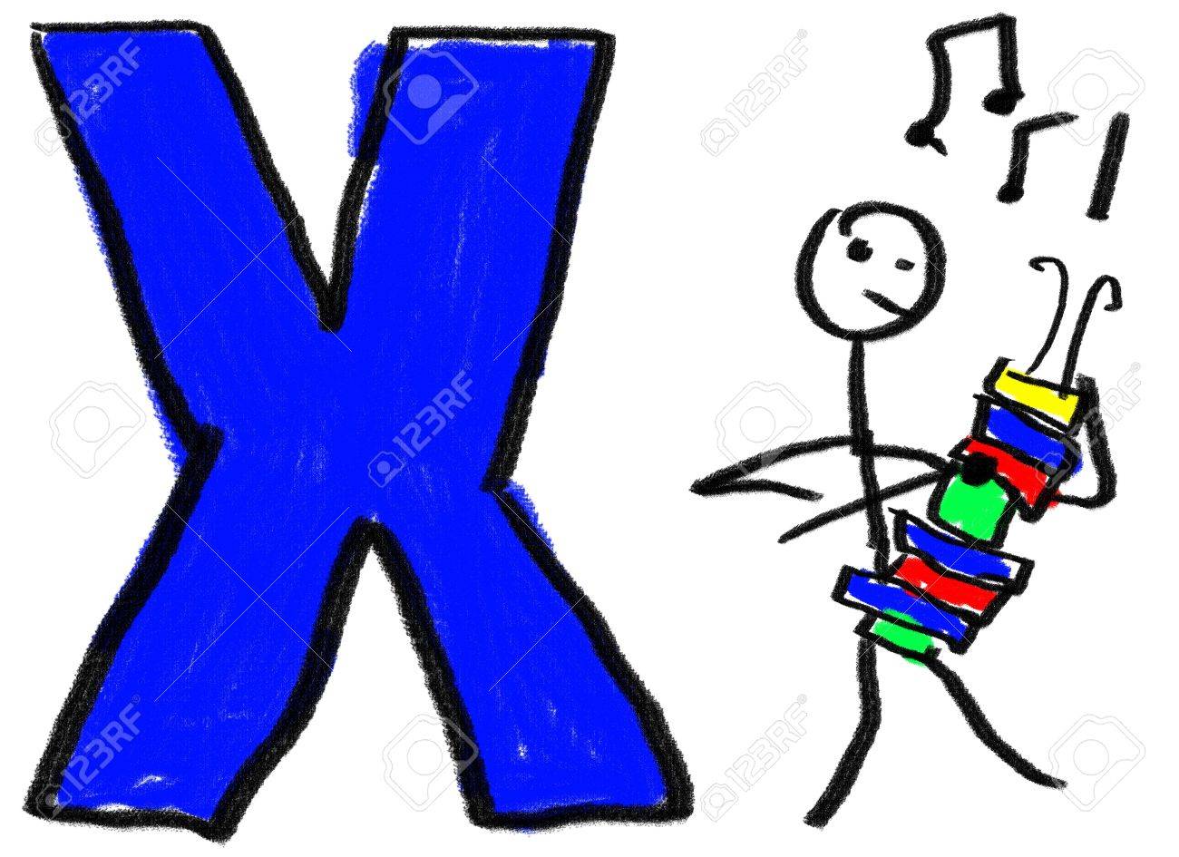 1300x945 A Childlike Drawing Of The Letter X, With A Stick Man Playing
