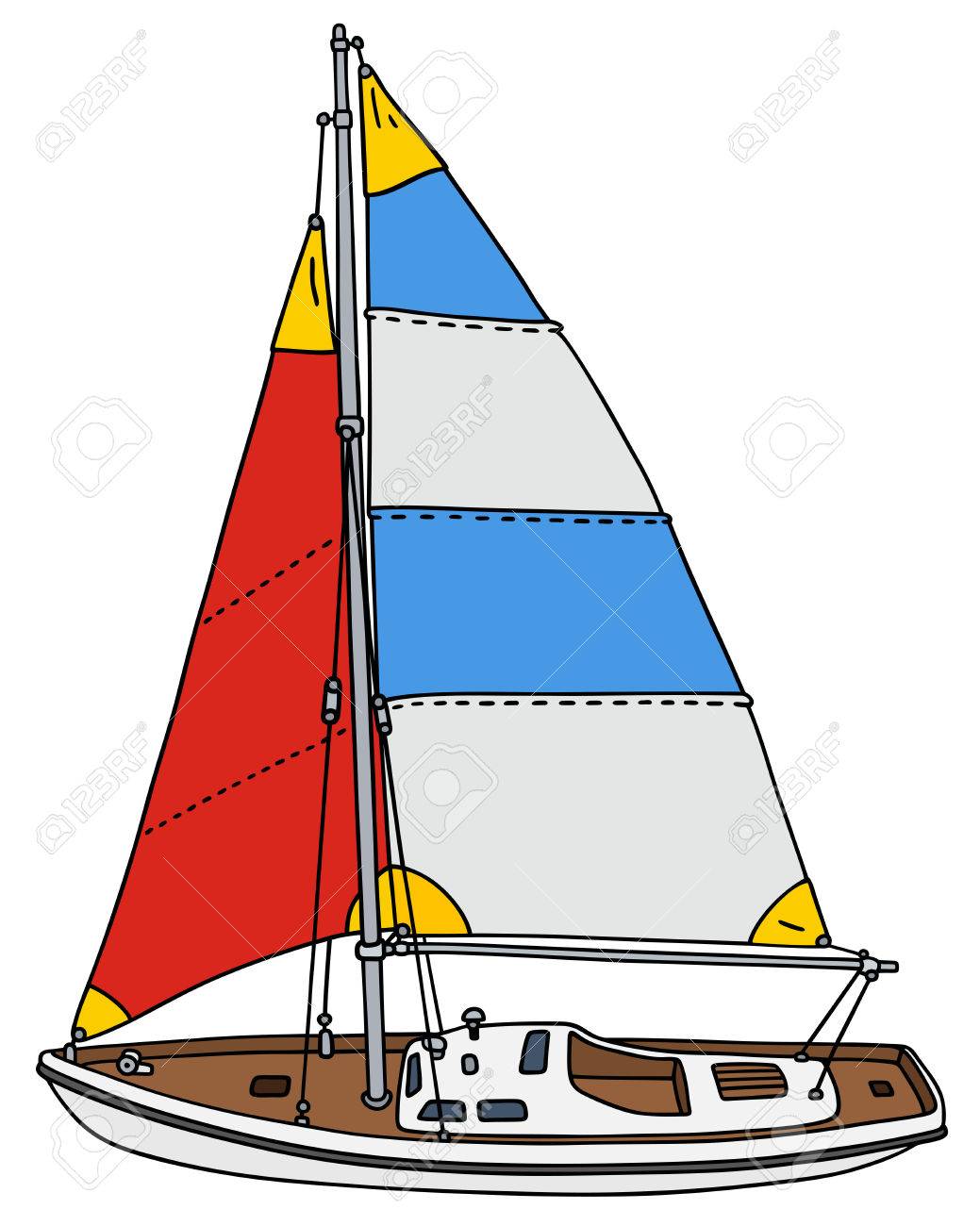 1039x1300 Hand Drawing Of A Small Sailing Yacht Royalty Free Cliparts
