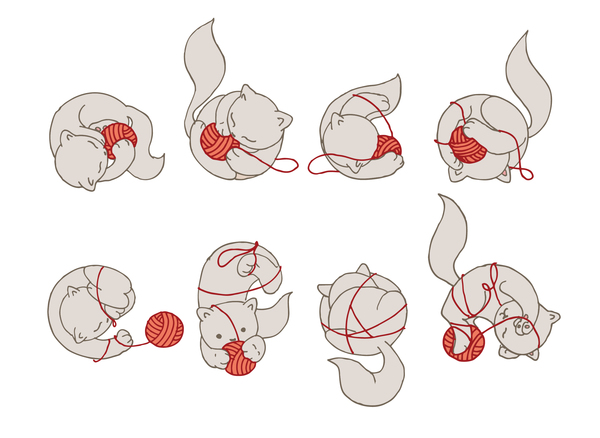 600x438 Cat With A Ball Of Yarn Alphabet On Behance Meow Cat