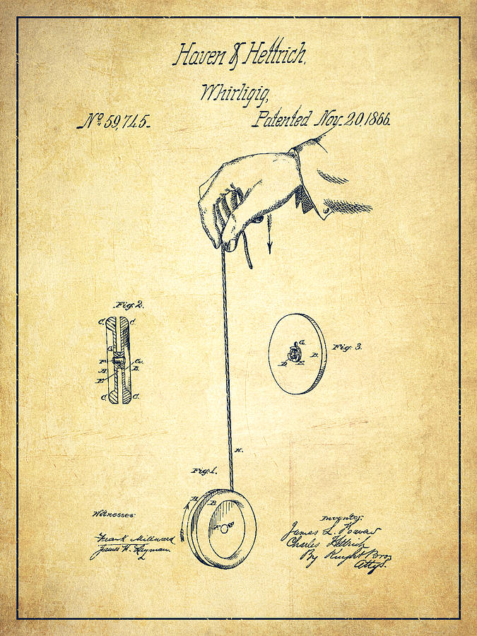 675x900 Vintage Yoyo Patent Drawing From 1866