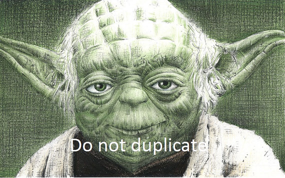 570x356 Yoda 11 X 17 Colored Pencil Drawing Print