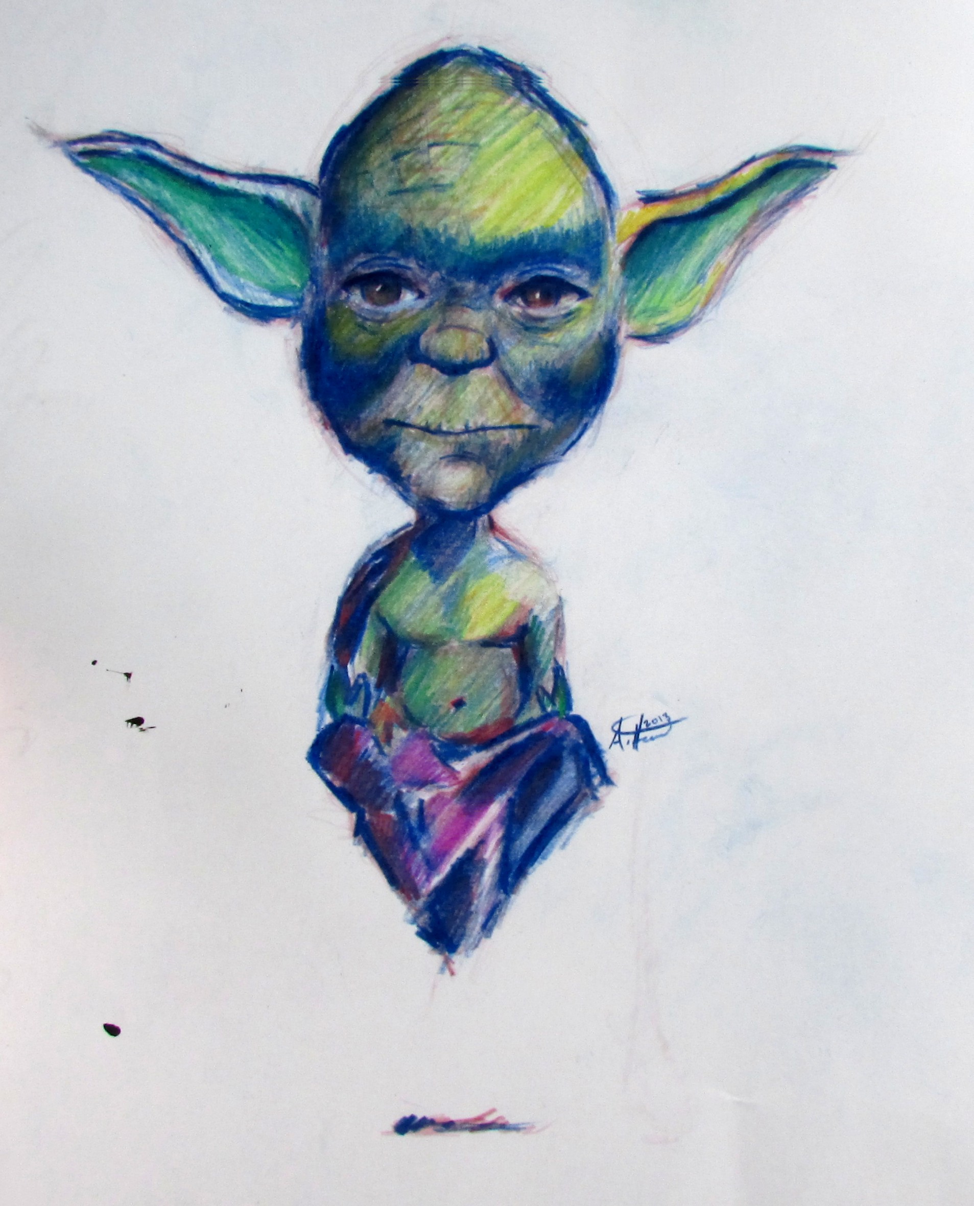 1907x2362 Yoda On The Rise, A Colored Pencil Drawing Of Yoda Levitating