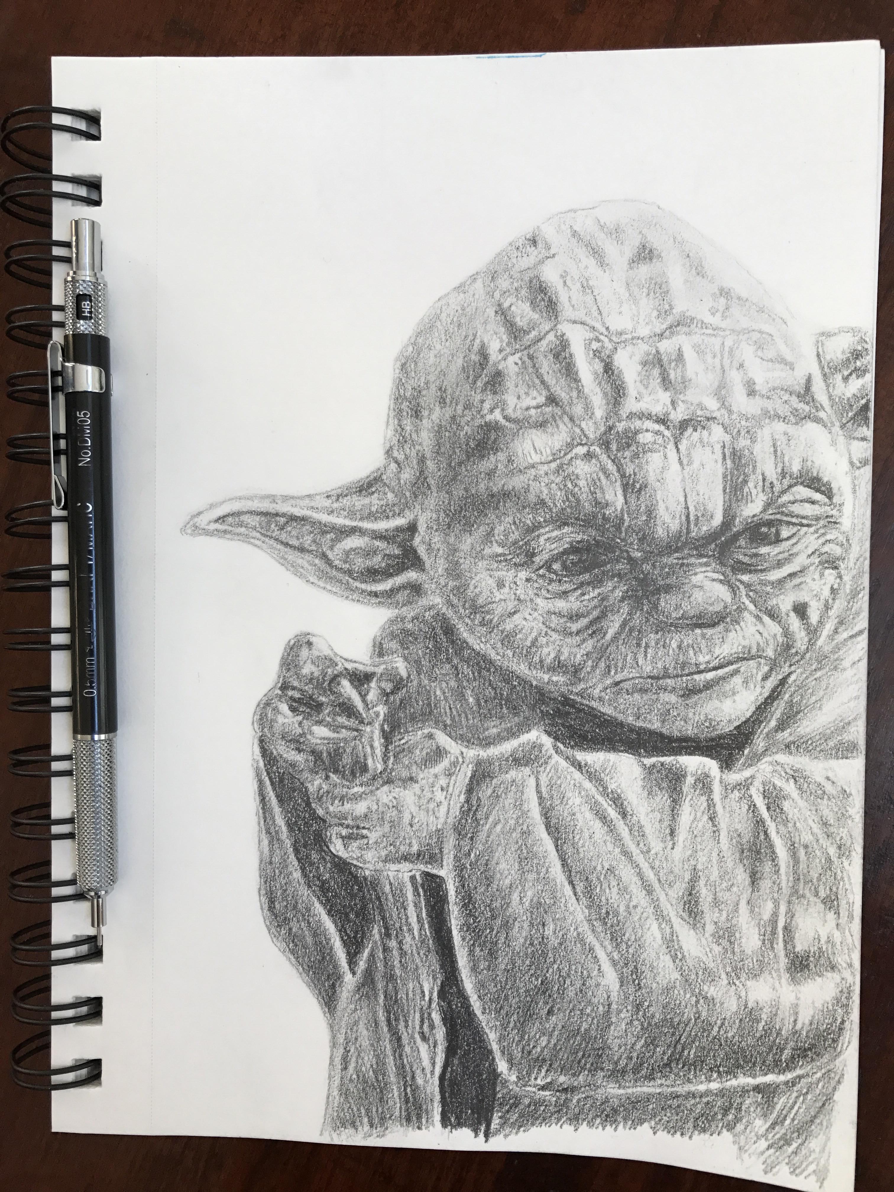 3024x4032 Yoda Sketch In Mechanical Pencil Starwars