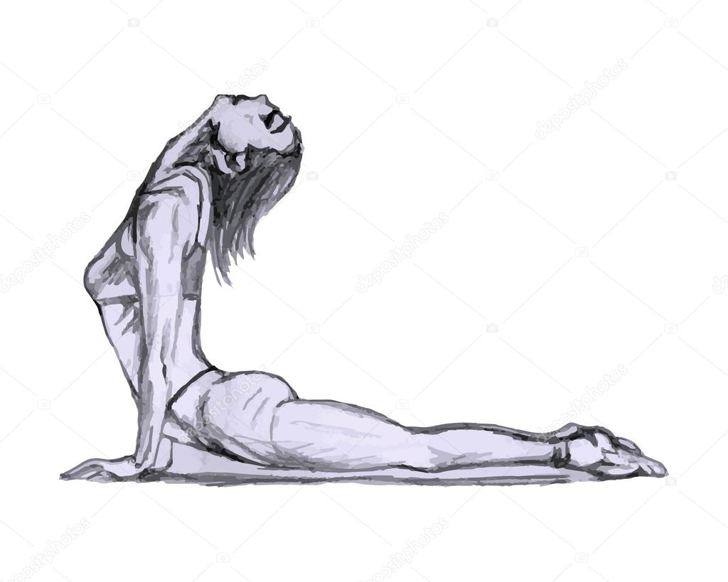 1024x819 Yoga Girl Pencil Drawing Stock Vector Mila Endo