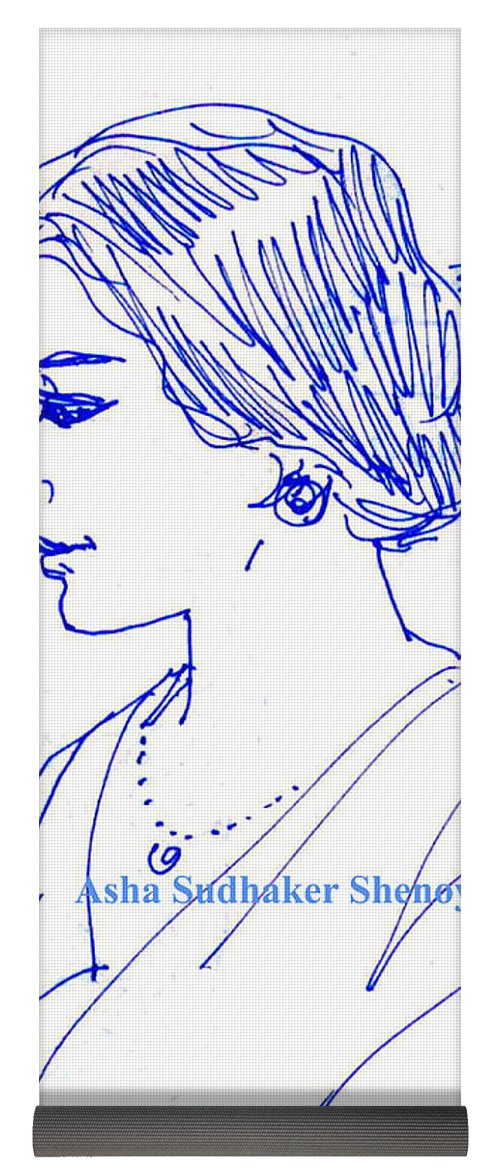 500x1171 An Indian Lady In Sari Yoga Mat For Sale By Asha Sudhaker Shenoy