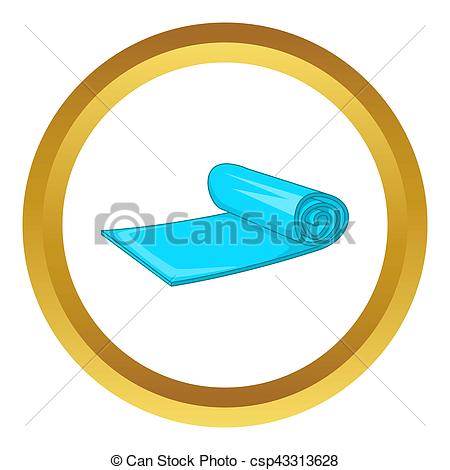 450x470 Yoga Mat Icon In Golden Circle, Cartoon Style Isolated On Clip