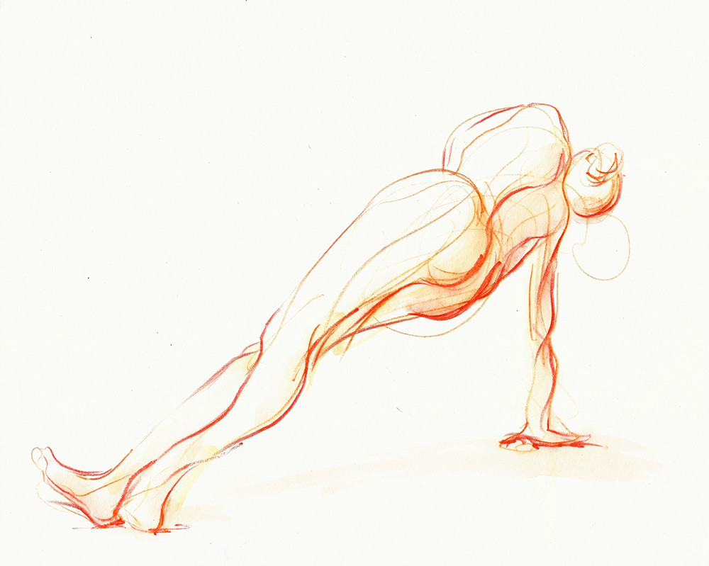 1000x799 Side Plank Yoga Pose Art Original Watercolor Painting