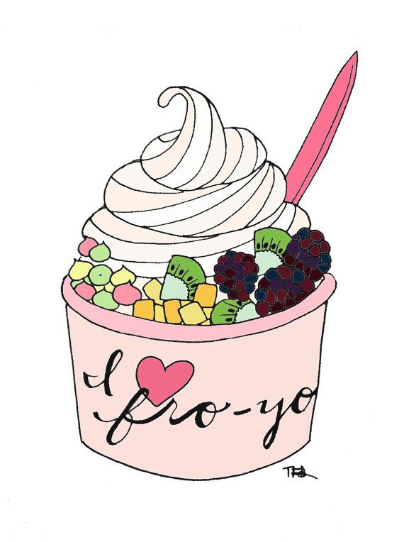 570x764 Frozen Yogurt Love Print 8.5x11 Handillustrated By Roaringsoftly