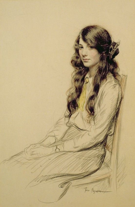553x847 Frederick Pegram Portrait Of A Young Girl Drawings, Sketches