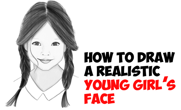 600x363 How To Draw A Realistic Cute Little Girl's Facehead Step By Step
