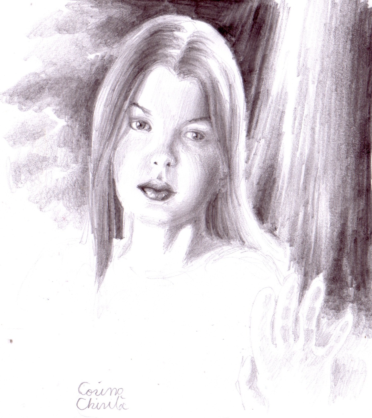 1452x1632 Young Girl Portrait, Pencil Drawing Korinna's Universe