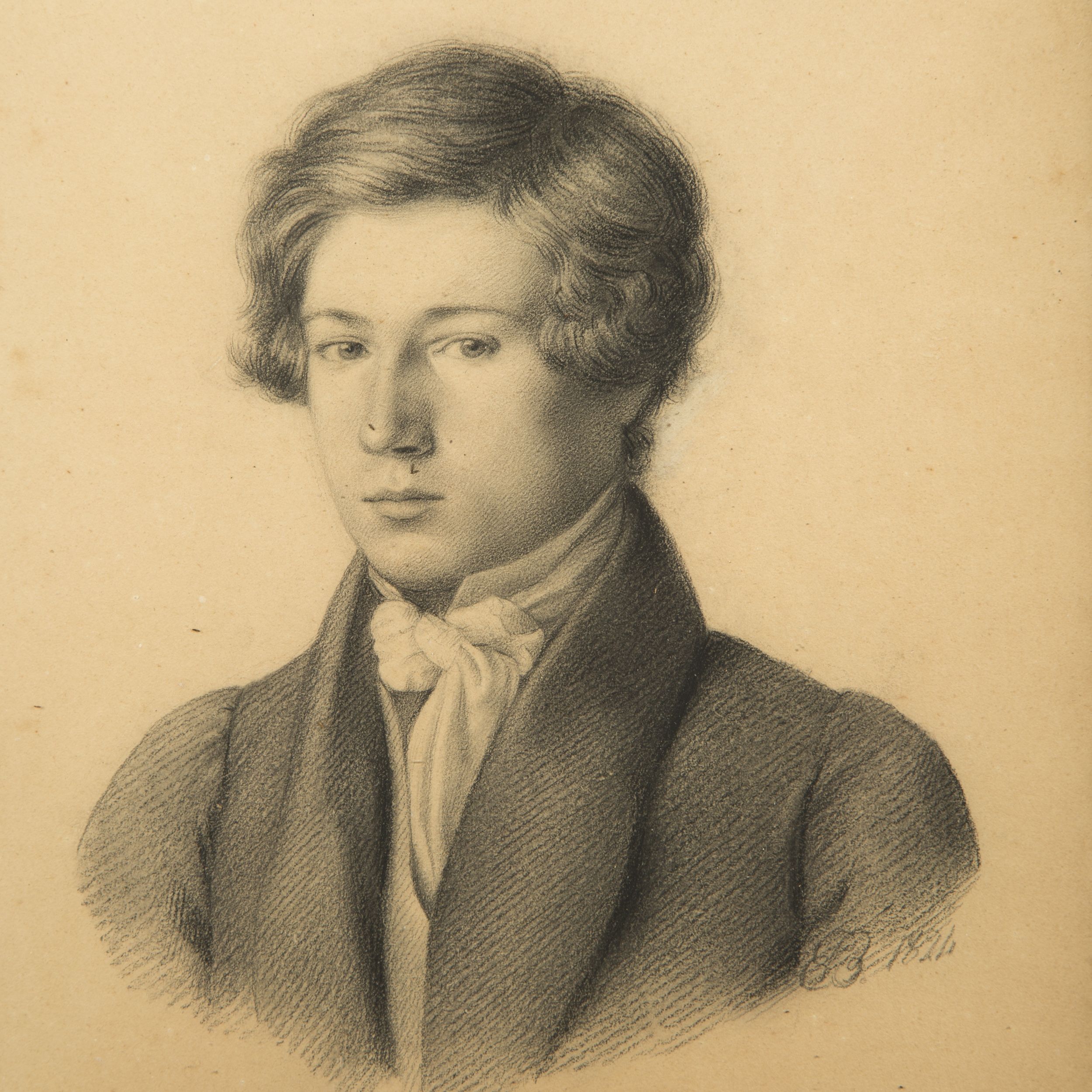 2500x2500 French School, Early 19th Century. Portrait Of Young Man, Drawing