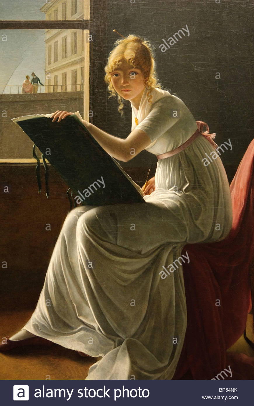 870x1390 Close Up Of Painting Young Woman Drawing, 1801, By Marie Denise