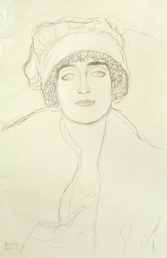 585x900 Portrait Of A Young Woman Drawing By Gustav Klimt