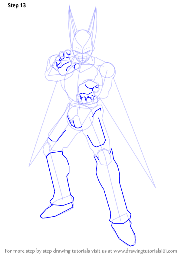 598x844 Learn How To Draw Cell From Dragon Ball Z (Dragon Ball Z) Step By