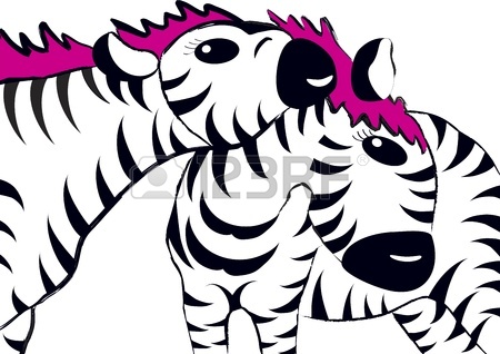 450x318 Zebra Head, Drawing With Brush Strokes And Transparencies Royalty
