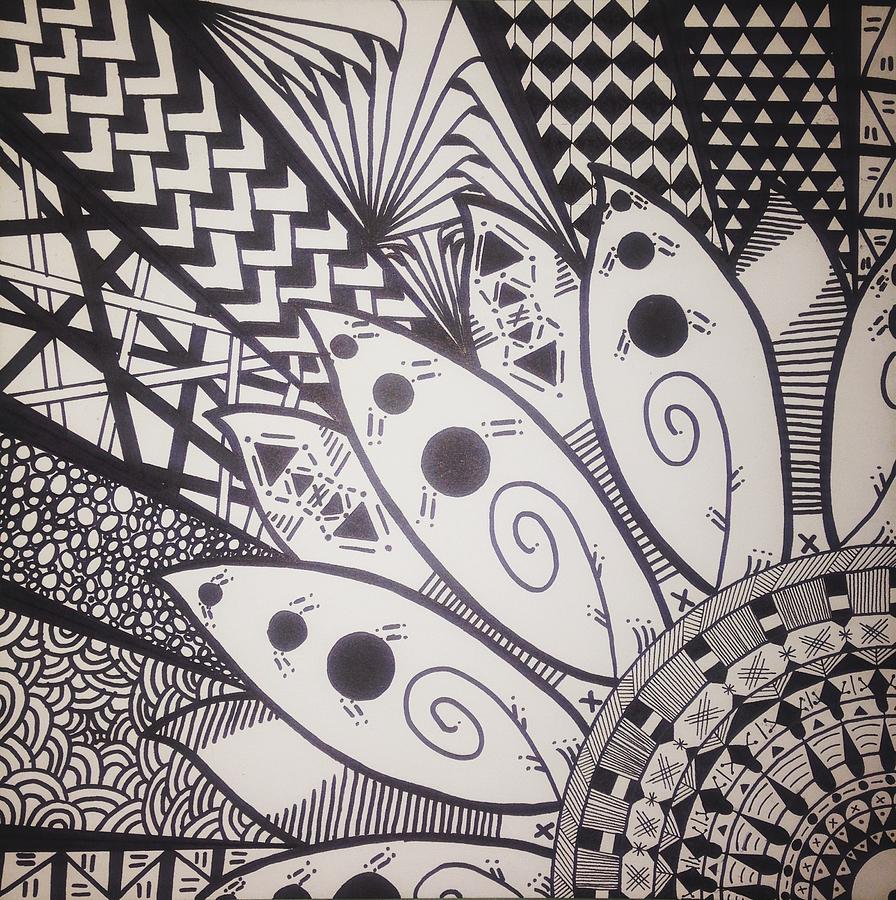 896x900 Zen Flower Drawing By Gus Noriega