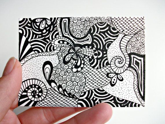 570x428 Original Aceo Zentangle Inspired Art Ink Drawing, Zendoodle