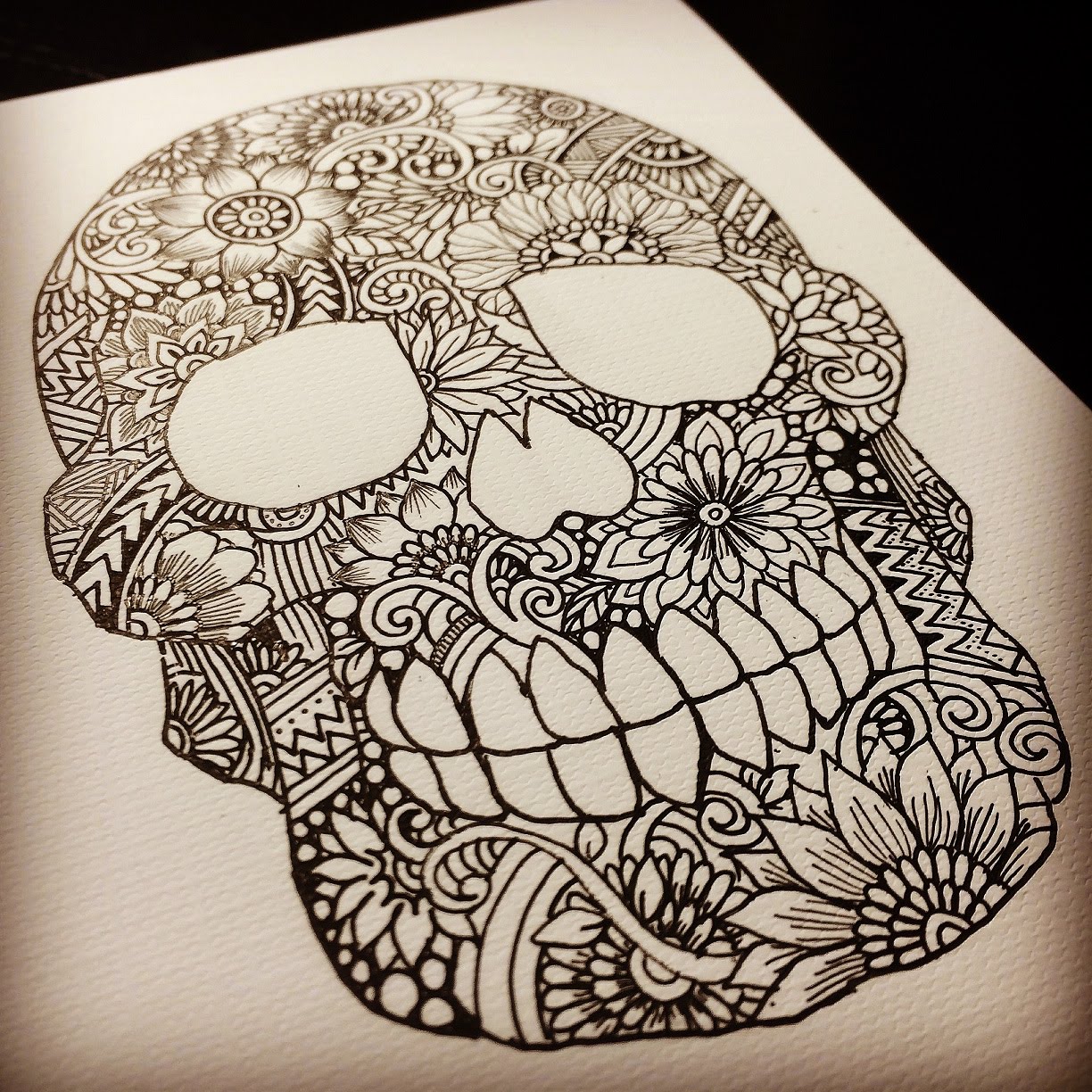 1224x1224 Zentangle Skull ~drawing Process~
