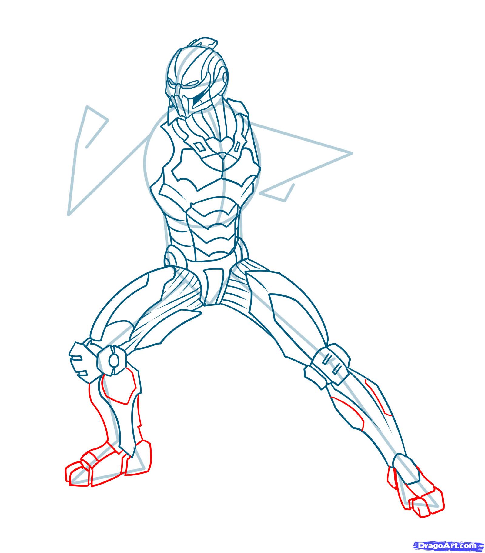 1600x1825 How To Draw Cyber Sub Zero, Mortal Kombat Step 14 Drawing