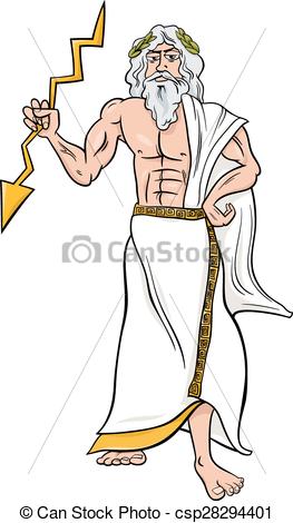 263x470 Greek God Zeus Cartoon Illustration. Cartoon Illustration