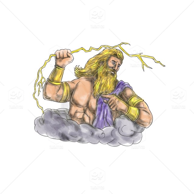 640x640 Tattoo Style Illustration Of Zeus, Greek God Of The Sky And Ruler