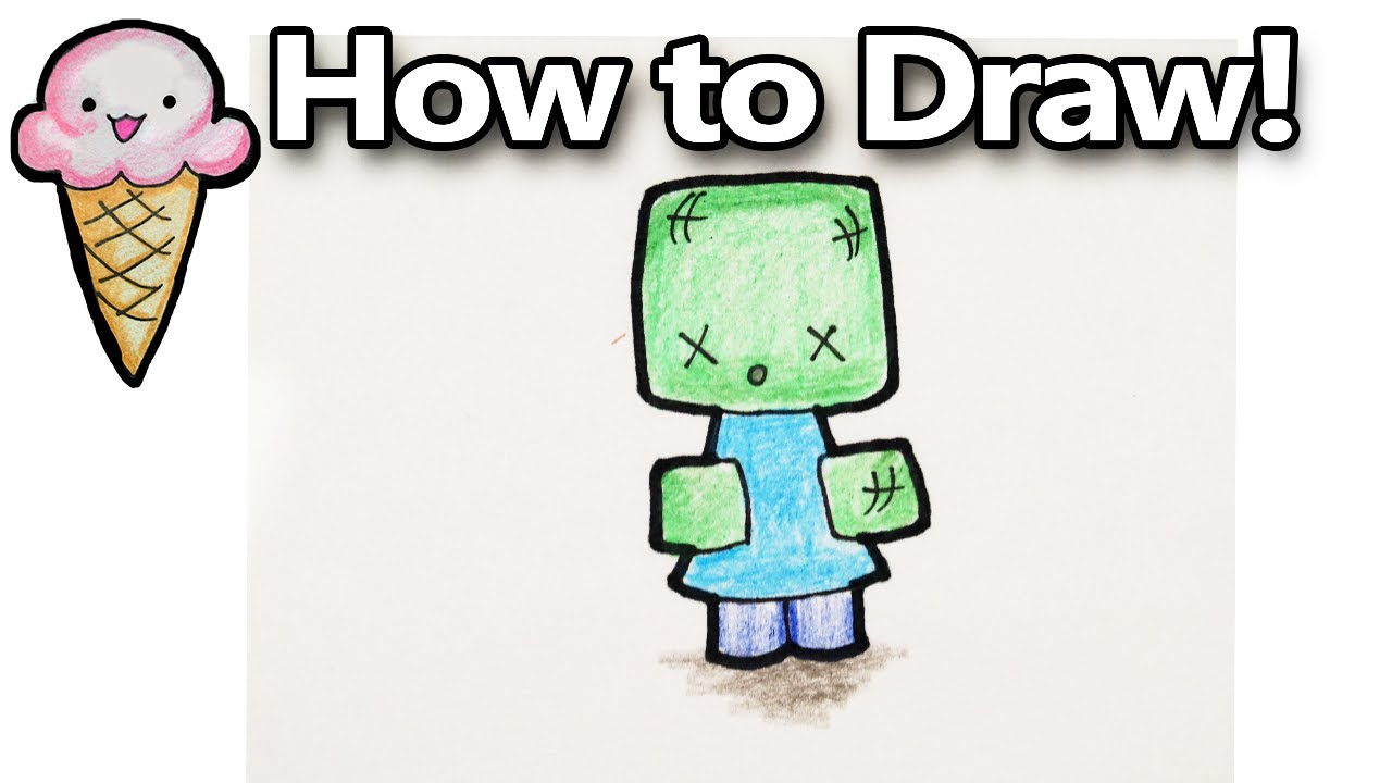 1280x720 How To Draw A Minecraft Zombie Cartoon Cute Kawaii