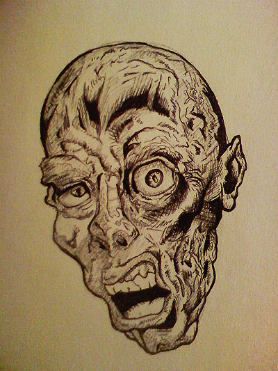 400x533 Pics For Gt Zombie Face Sketch Drawings Zombie Face