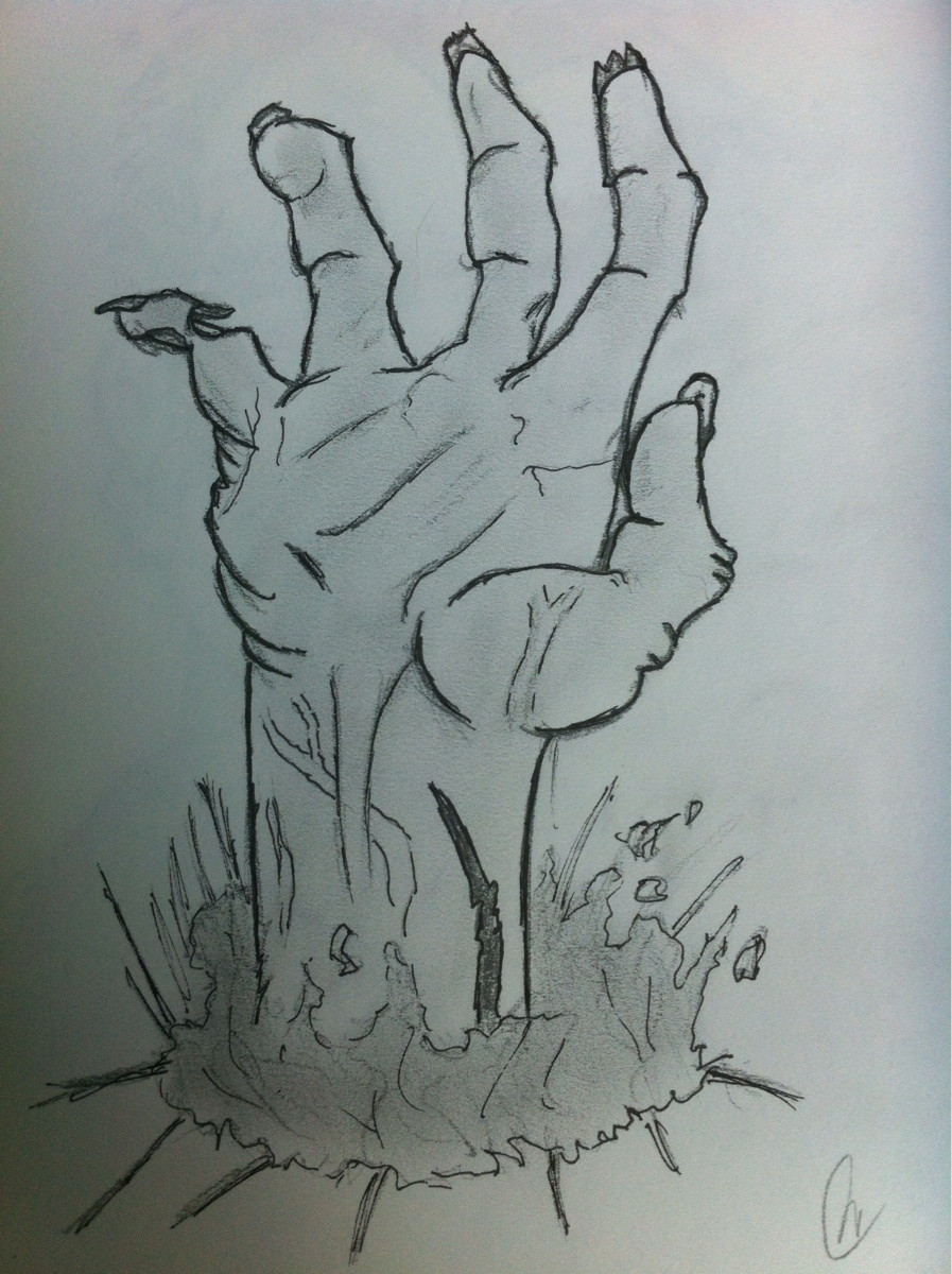 897x1200 A Zombie Hand Drawing