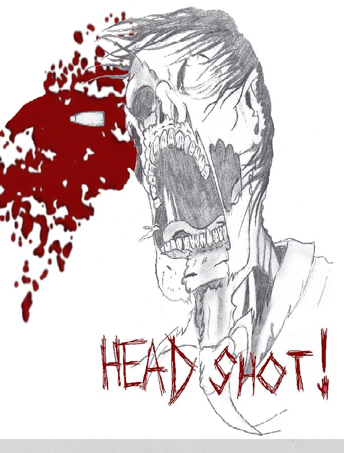 683x900 Zombie Head Shot Drawing By Michael Adams