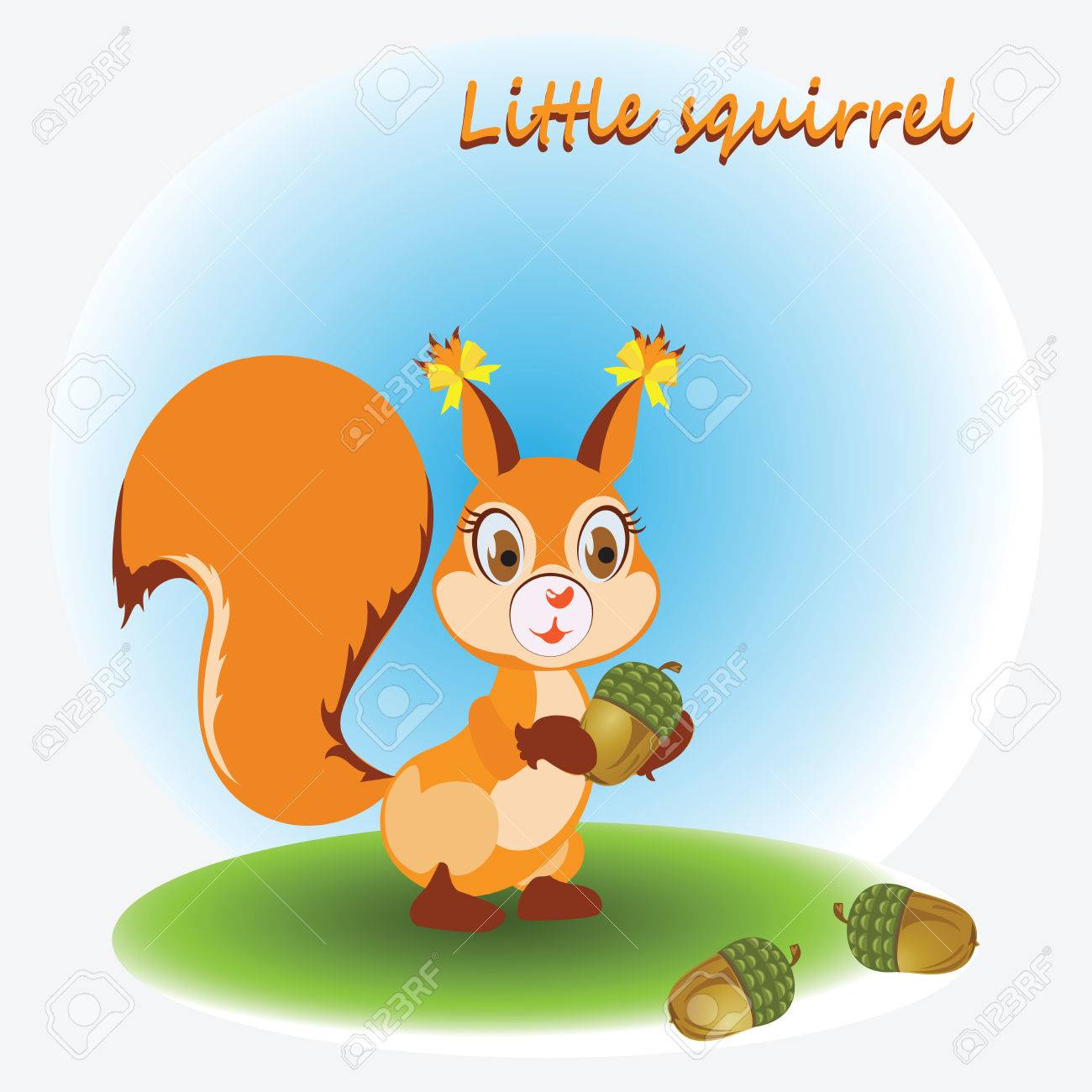 1300x1300 Little Squirrel And Acorns. Zoo. A Child's Drawing. Nature