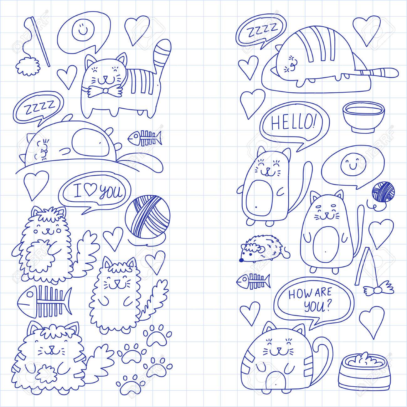 1300x1300 Cute Kittens Cat Icons Kids Drawing Children Drawing Doodle