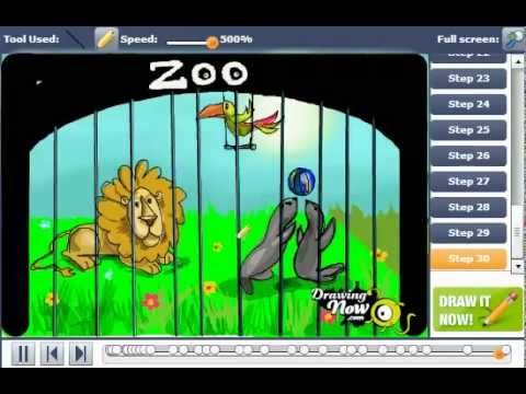 480x360 How To Draw A Zoo With Animals On Cages