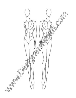 316x409 007 Female Fashion Model Drawing Three Quarter View Croqui