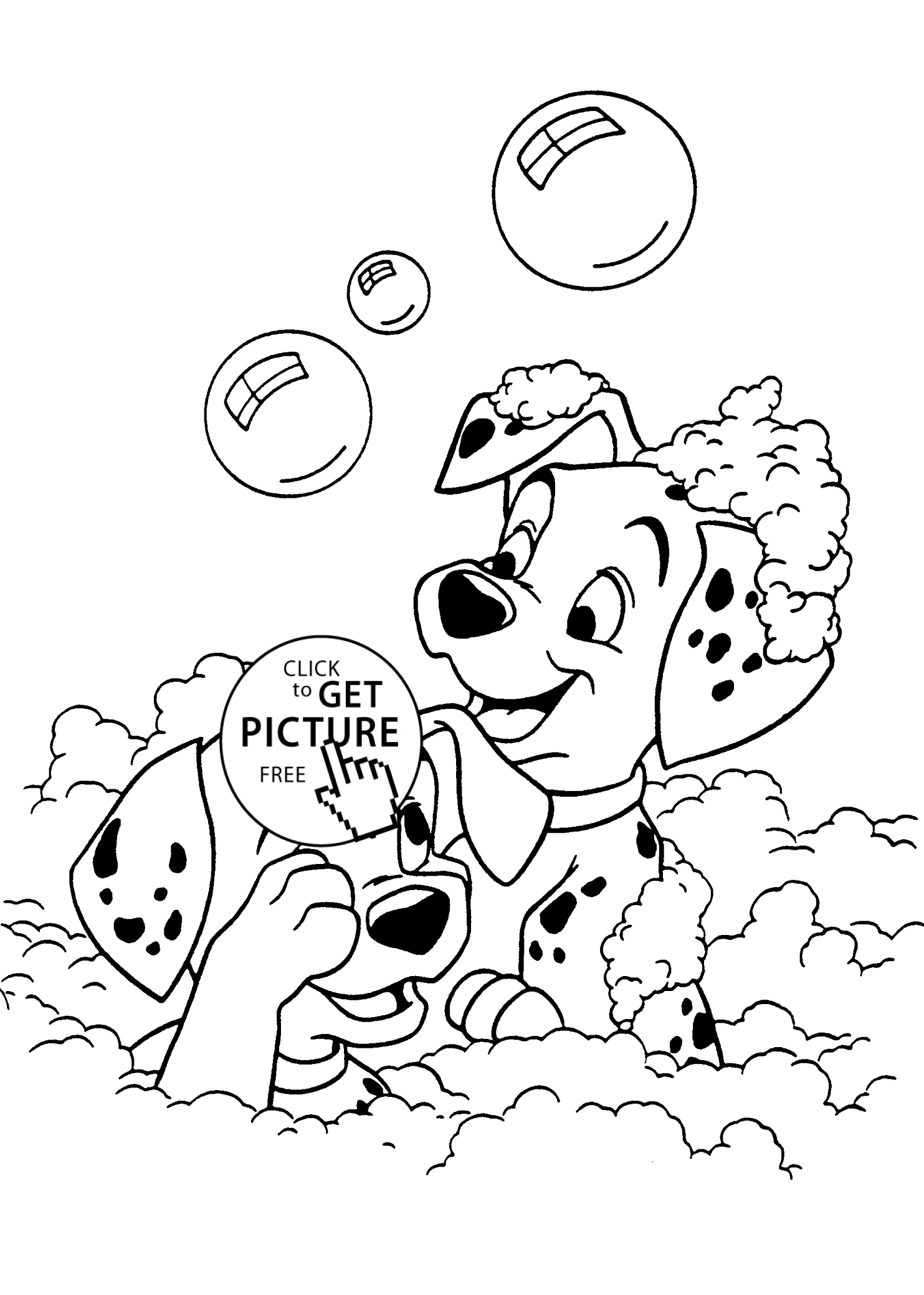 1483x2079 Dalmatians Bathing Coloring Pages For Kids, Printable Free