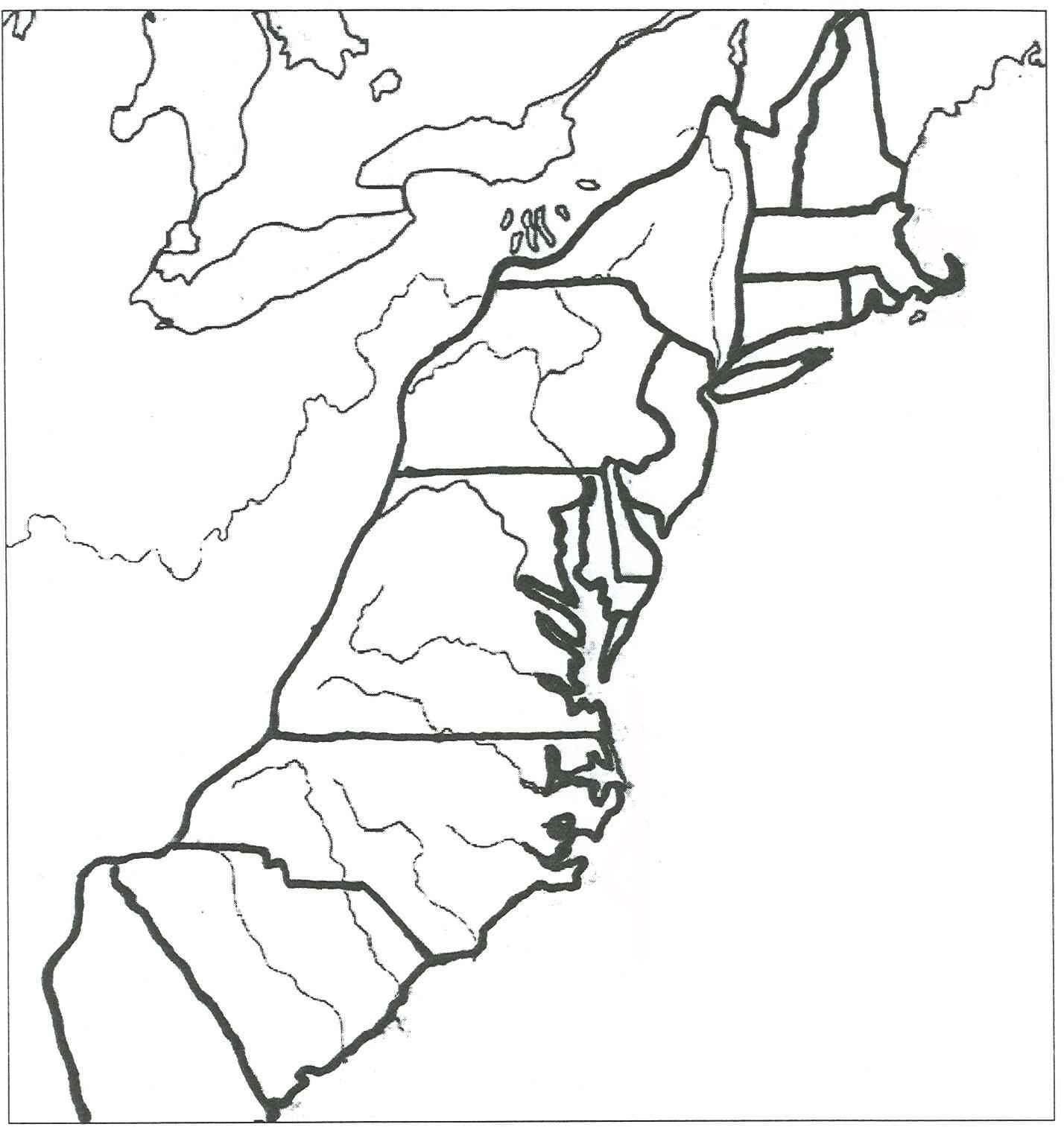 1428x1513 Original 13 Colonies Coloring Page. Outline Only No Words