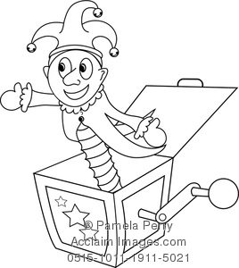 268x300 Clip Art Illustration Of A Jack In The Box Coloring Page