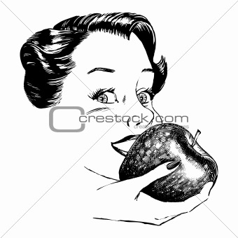 340x340 Image 1715755 Vintage 1950s Woman Eating Apple From Crestock