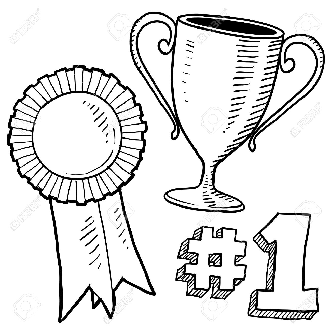 1300x1300 Doodle Style Awards Sketch In Vector Format Set Includes Trophy