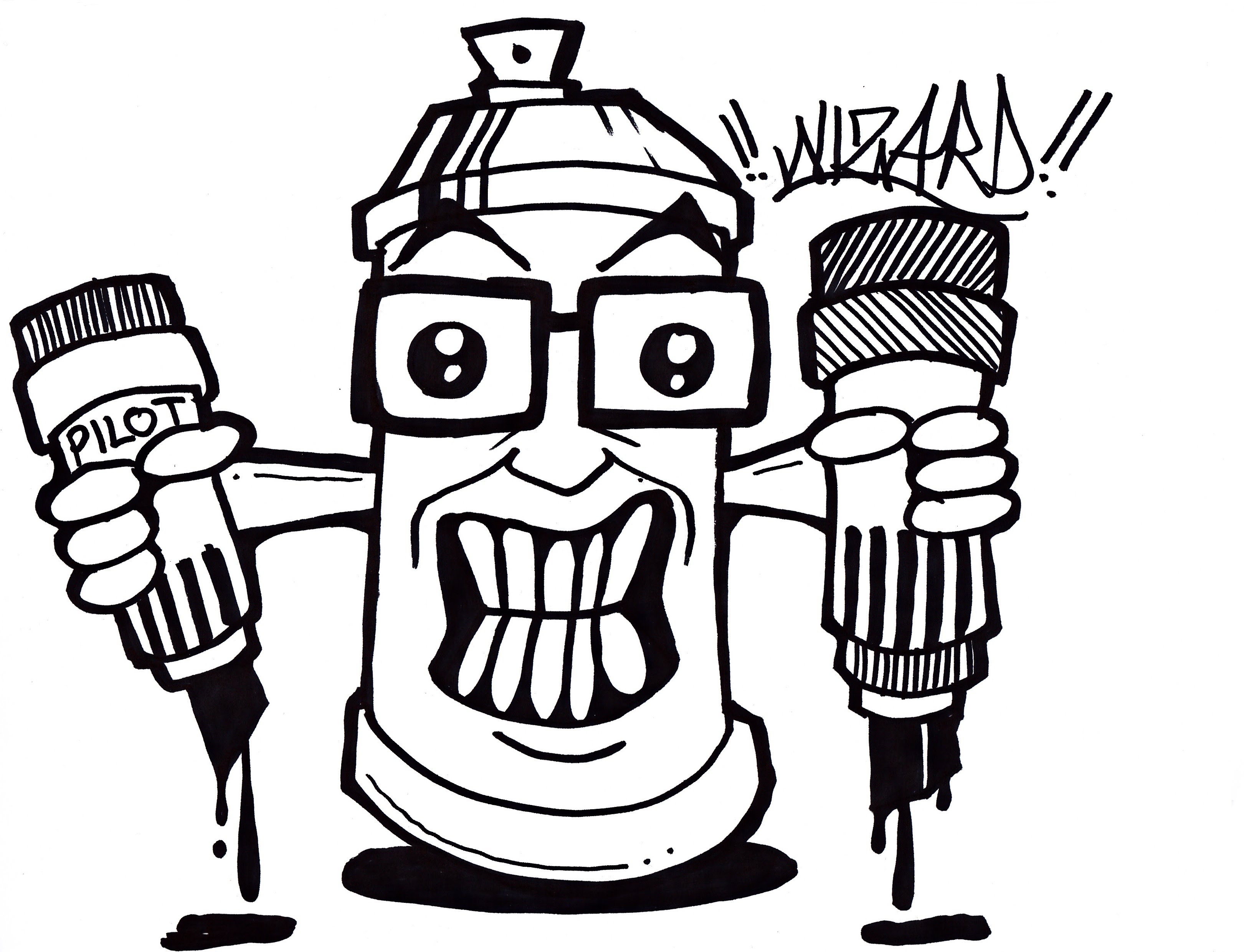 3241x2480 Draw Graffiti Spray Can Holding 2 Markers