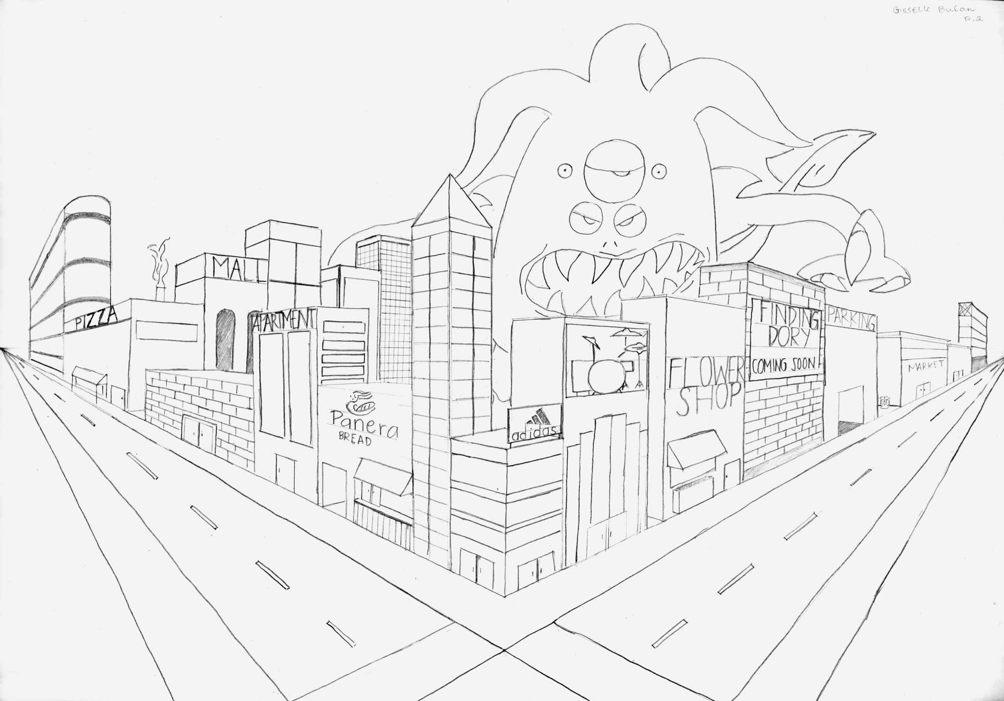 2047x1429 Two Perspective Drawing Drawing 2 Point Perspective