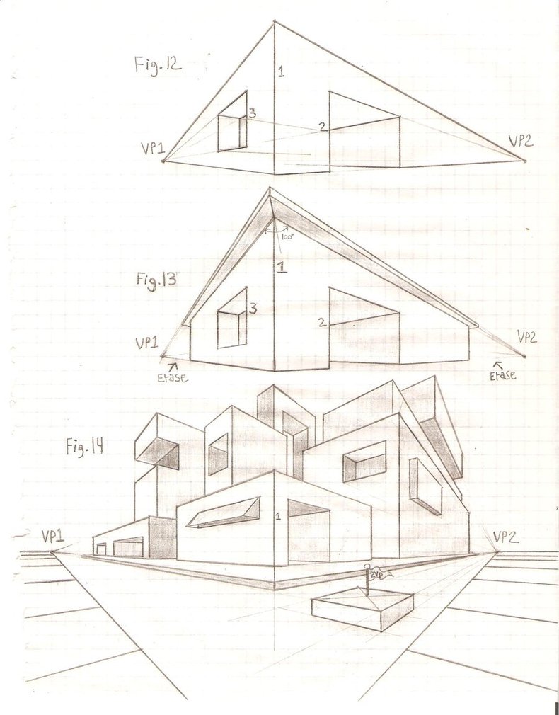 2 Point Perspective House Drawing at GetDrawings | Free download