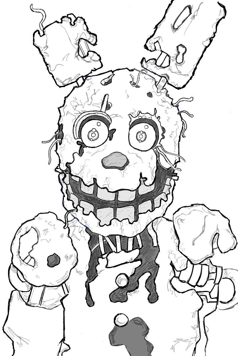 801x1198 How To Draw Springtrap From Five Nights