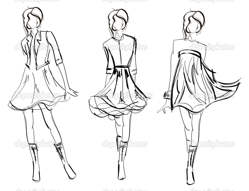 1023x786 Model Girl Drawing Hand Drawn Fashion Model.