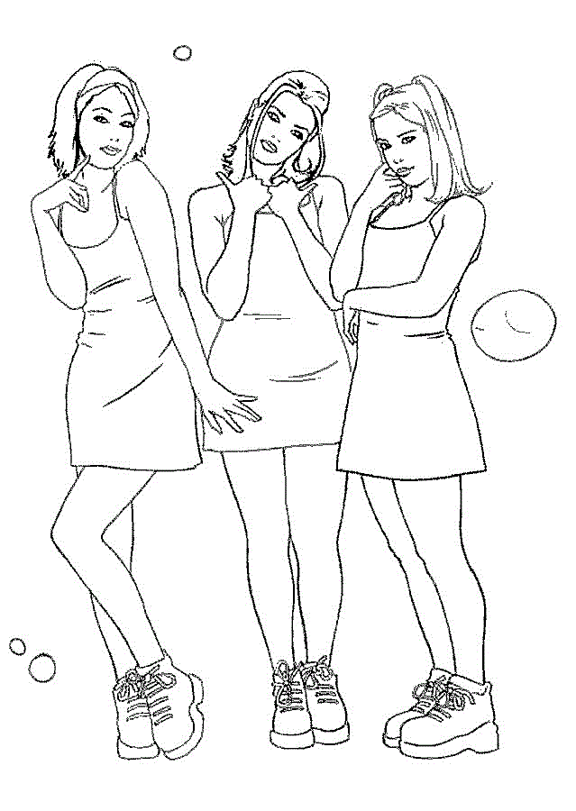 639x900 Coloring Sheet Of 3 Cute Girls