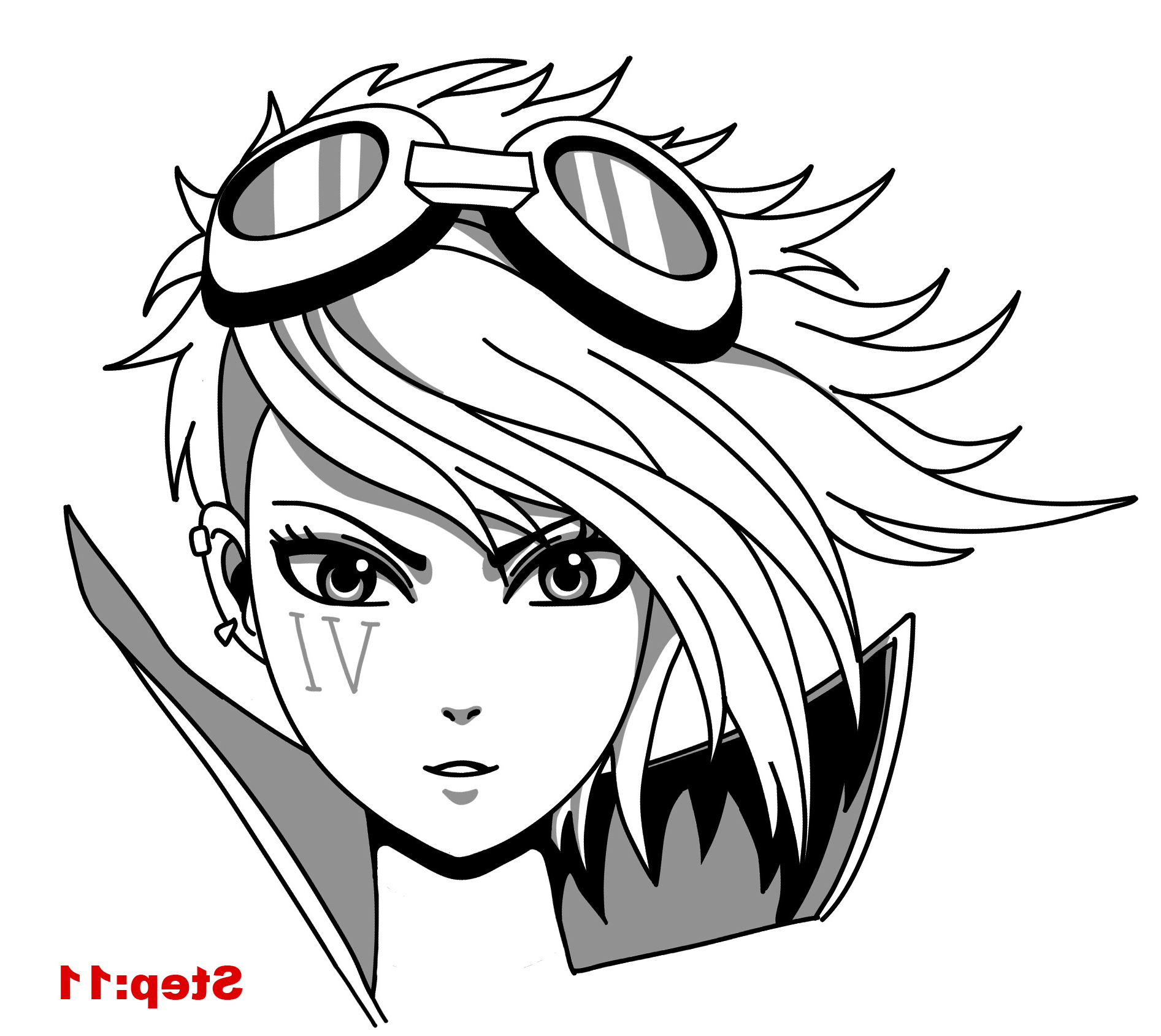 1893x1690 3d Cartoon Girl Face Draw Steps