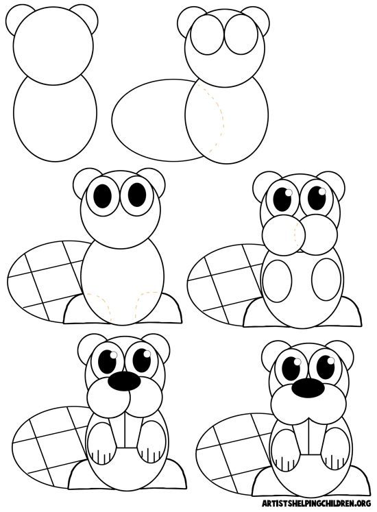 550x747 How To Draw Cartoon Beavers Really Easy Drawing Ideas