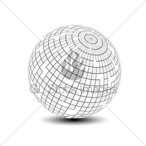 500x500 Vector Globe Symbol 3d Icon Of Sphere, Squared Pattern Gl