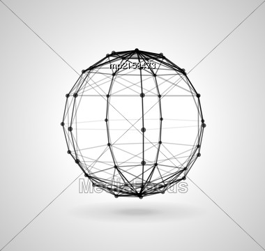 380x360 Wireframe Polygonal Element 3d Sphere Lines Dots Vector